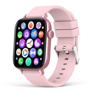 smart watch for men women, 1.9'' hd touch screen fitness tracker with bluetooth call answer/dail, ip67 waterproof smart watch for android iphone with heart rate blood pressure pink