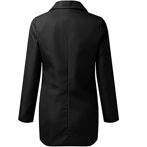 Womens Casual Office Blazer Jackets Casual Fashion Front Open Cardigan with Pockets Solid Color Lapel Dressy Work Suit Black