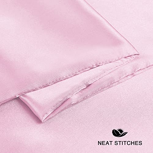 Satin Pillowcase for Hair and Skin, 2 Pack Pink Silk Pillowcase Standard Satin Pillowcase with Envelope Closure(Pink, 20x26 inches)