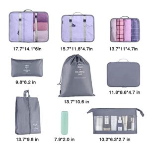Blibly Packing Cubes for Suitcase, 9 PCS Lightweight Travel Luggage Organizers Set, Waterproof Luggage Packing Cubes for Travel Accessories(Grey)