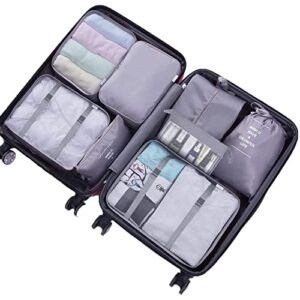 Blibly Packing Cubes for Suitcase, 9 PCS Lightweight Travel Luggage Organizers Set, Waterproof Luggage Packing Cubes for Travel Accessories(Grey)