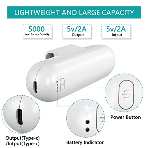 Camgeet 5000mAh Battery Pack for Meta/Oculus Quest 2 Accessories，Lightweight and Stable Clip-On Battery Pack for Quest 2/USB-C Phone Extends 2+ Hours of Playing Time