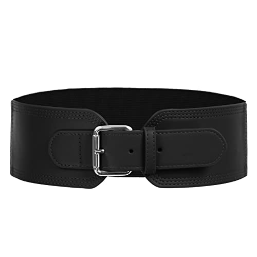 Hanna Nikole Womens Black Wide Belts Plus Size Wide Stretchy Classic Waist Belt with Metal Buckle XL