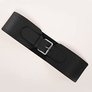 Hanna Nikole Womens Black Wide Belts Plus Size Wide Stretchy Classic Waist Belt with Metal Buckle XL