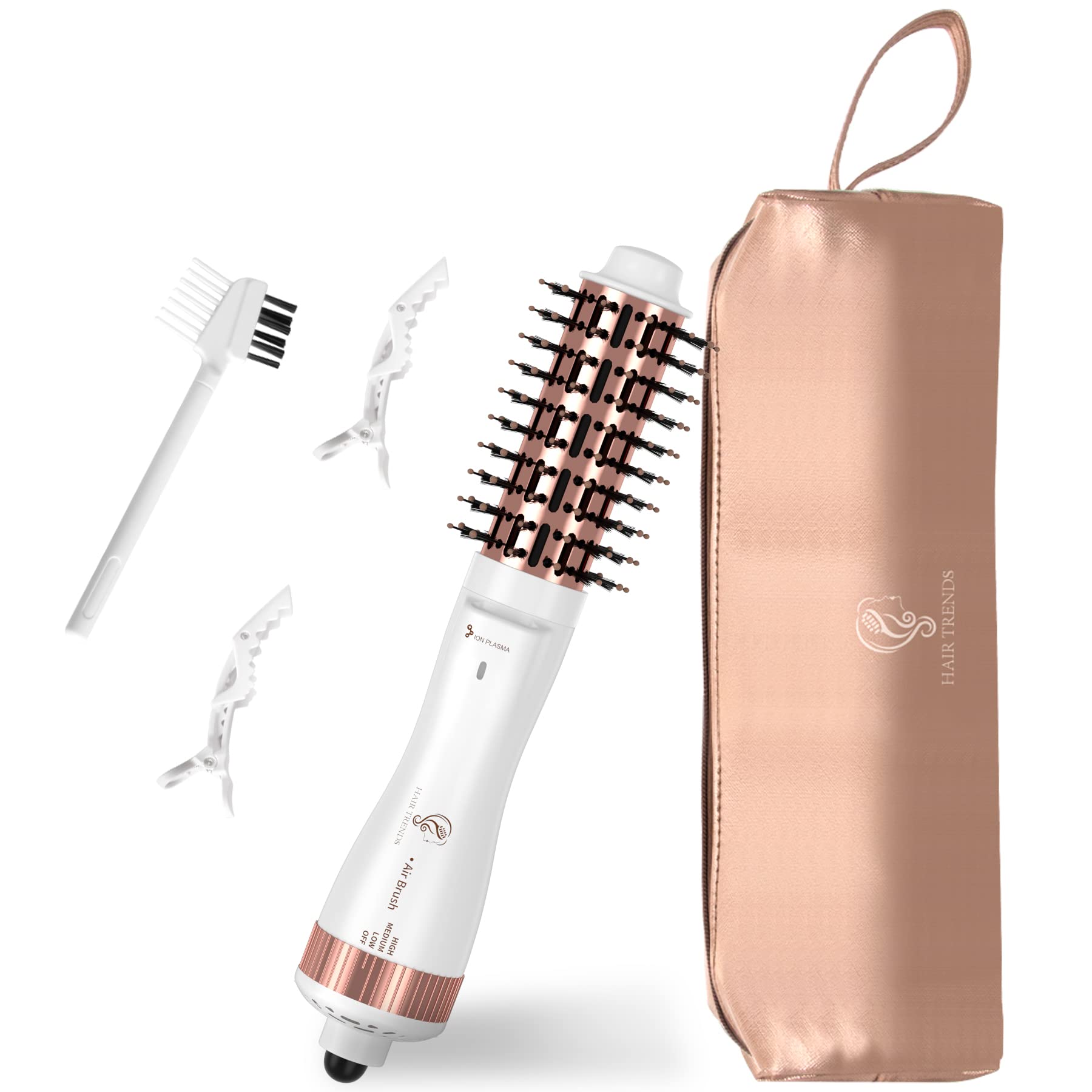 Hair Trends 1.5 Inch Barrel Round Brush Blow Dryer, Negative Ionic One Step Volumizer Dryer, 4-in-1 Hot air Brush-2.8 Inch Barrel Plus The Bristles