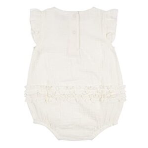 Gerber Baby Girls Sleeveless Ruffle Romper, Ivory, 0-3 Months