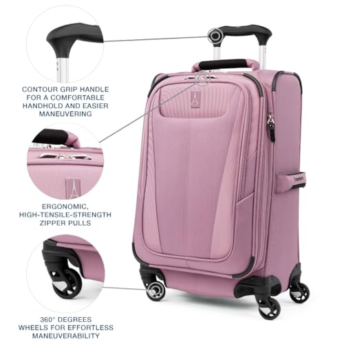 Travelpro Maxlite 5 Softside Expandable Luggage with 4 Spinner Wheels, Lightweight Suitcase, Men and Women, Orchid Pink Purple, Carry-On 21-Inch