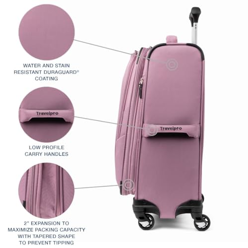 Travelpro Maxlite 5 Softside Expandable Luggage with 4 Spinner Wheels, Lightweight Suitcase, Men and Women, Orchid Pink Purple, Carry-On 21-Inch