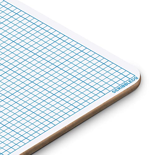 SCRIBBLEDO Dry Erase Graph Whiteboard 9" x 12" Double Sided Dry Erase Board with Grid for Home, School, Classroom, Kids and Students Portable Grid Board for Graphing and Geometry