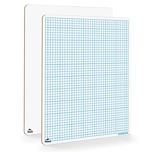 SCRIBBLEDO Dry Erase Graph Whiteboard 9" x 12" Double Sided Dry Erase Board with Grid for Home, School, Classroom, Kids and Students Portable Grid Board for Graphing and Geometry