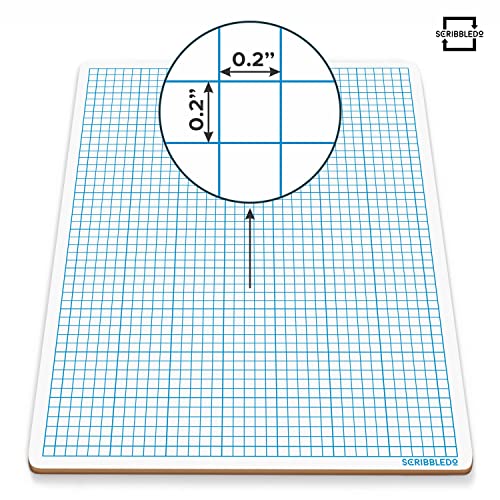 SCRIBBLEDO Dry Erase Graph Whiteboard 9" x 12" Double Sided Dry Erase Board with Grid for Home, School, Classroom, Kids and Students Portable Grid Board for Graphing and Geometry