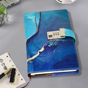 Diary with Lock for Girls and Women 240 Pages Adorezyp Notebook for Girls ages 8-12 - Kids Journals for Writing, Self-Expression & Creativity– Journal with Lock Includes Leather Journal Notebook, Combination Lock (Blue)