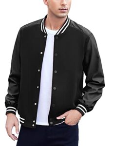 coofandy mens fashion varsity jackets casual leather sleeves college baseball bomber jacket streetwear