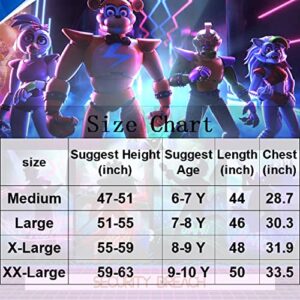 Kids Bear Costume Halloween Security Music Game Bear Costume 5 Night Character Bear Cosplay Outfit Scary Music Five Night's Game Fancy Jumpsuits Funny Dress Party Role Play Costume with Mask Gloves