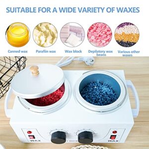 DAORDAER Wax Warmer Professional Electric Wax Heater Hair Removal Adjustable Temperature Machine Facial Skin Body Hair Removal Tool Salon Hot SPA Wax Pot with 40PCS Wood Sticks (Single-Wax Warmer)