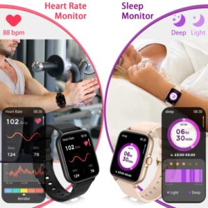 Smart Watch (Answer/Make Call), 1.7" Waterproof Smartwatch 28 Sports Fitness Tracker with Heart Rate Monitor Sleep Tracker Blood Oxygen for Android iPhone Samsung, GPS Step Counter Pedometer for Women