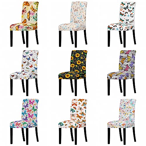 Butterfly Print Seat Cover Removable Dirtproof Kitchen Seat Cover Elastic Seat Cover for Banquet Restaurant AF19 2PCS