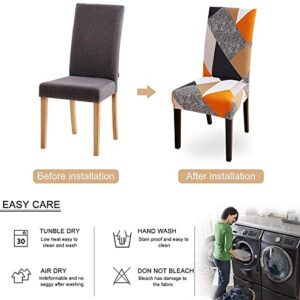 Printed Chair Cover Elastic Dining Chair Cover Elastic Office Chair Cover Dirt Resistant Removable Protective Cover AK12 6PCS