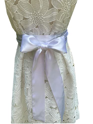 LORDRIE Wedding Satin Sash Bridal Belts For Special Occasion Dresses (White)