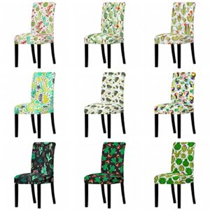 Cartoon Cactus Dining Chair Cover Elastic Chair Cover Office Restaurant Home Restaurant Dirty Removable Chair Cover AQ6 6PCS
