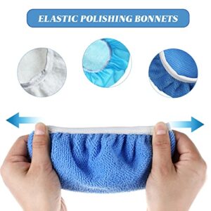 40 Pieces Buffer Pads Cover Car Polisher Bonnet Orbital Buffer Bonnets Microfiber Bonnet Waxers Bonnet Set Including 24 Microfiber 8 Plush 8 Non Woven for Polisher (9-10 Inch)