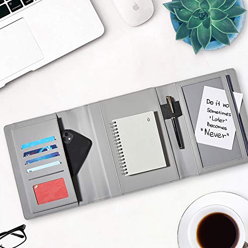 OOKU Trifold A5 Travelers Notebook Cover Compatible with Rocketbook Fusion Executive Size, Smart Reusable Notebook, Panda Planner, Wave, Everlast | 6" x 8.8" Journal Cover with Pen Loop, Business Card Organizer