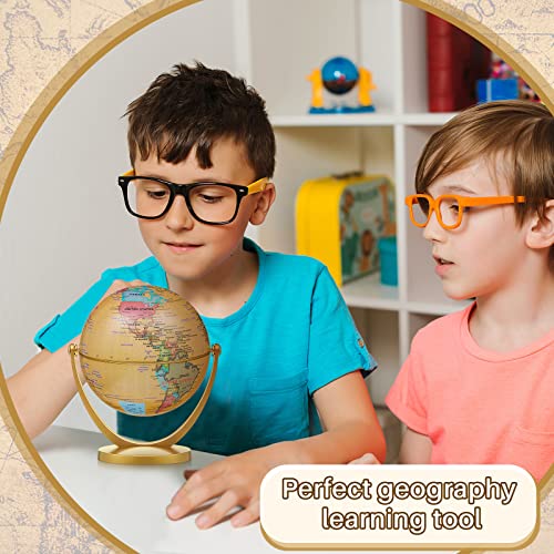 3 Pcs Mini Antique Globe for Kids Learning 4.2 Inch Vintage World Globe with Stand Geography Globe Swivels in All Directions Educational Rotating Globe for School, Home, Office and Desktop Decor