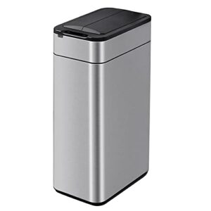 kitchen trash can - elpheco - 40 liter / 10.6 gallon automatic trash can with butterfly lid, brushed stainless steel finish, motion sensor garbage can for kitchen, office, living room, outside, 6 aaa batteries (excluded)