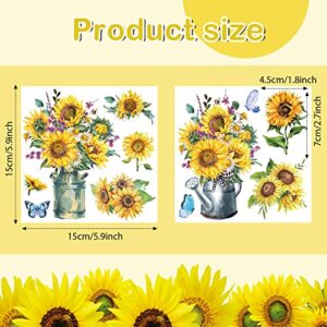 9 Sheets Sunflower Rub on Transfer for Furniture Craft and Wood Fall Rub on Decal Stickers Stencil Thanksgiving Pumpkin Flower Butterfly Bird Dragonfly Christmas Decor 6 x 6 Inch(Sunflower)