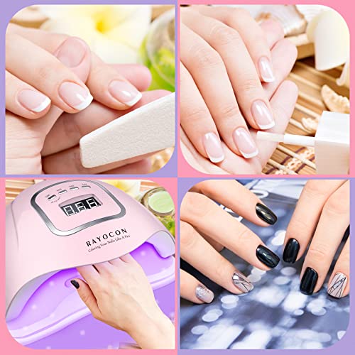 RAYOCON UV LED Gel Nail Lamp 120W, Professional UV Nail Light for Gel Polish Fast Curing with 45 Lamp Beads, Lightweight LED Gel UV Nail Dryer for Salon Home, Pink