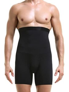 shionf men tummy control shorts high waist underwear slimming shapewear body shaper leg boxer briefs (black, medium)