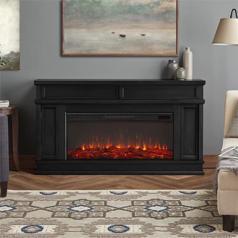 Real Flame Torrey Landscape Electric Media Fireplace with Remote Control - Realistic Fireplace Heater - Black Indoor Fireplace (4020E-BLK)