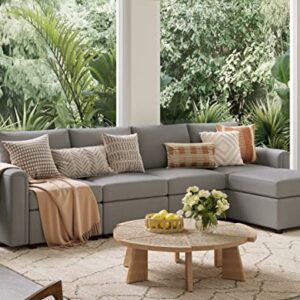 LINSY HOME Modular Sectional Sofa, Convertible L Shaped Sofa Couch with Storage, Memory Foam, Modular Sectionals with Ottomans, 5 Seat Sofa Couch with Chaise for Living Room, Grey