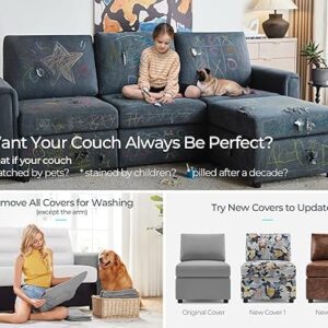 LINSY HOME Modular Sectional Sofa, Convertible L Shaped Sofa Couch with Storage, Memory Foam, Modular Sectionals with Ottomans, 5 Seat Sofa Couch with Chaise for Living Room, Grey