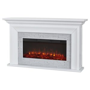 real flame sonia landscape electric fireplace with remote control - realistic fireplace heater - white indoor fireplace (4830e-w)