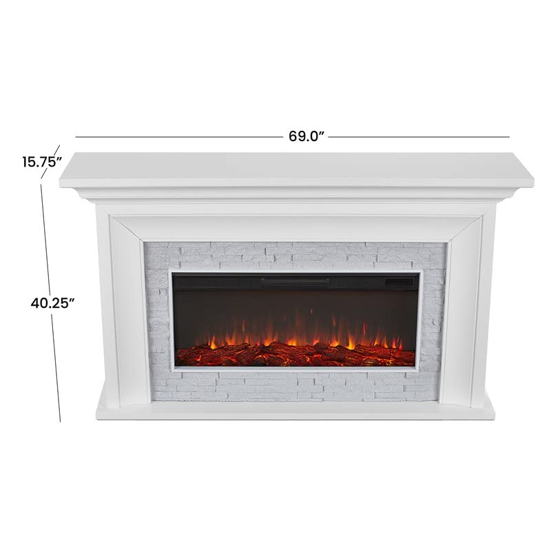 Real Flame Sonia Landscape Electric Fireplace with Remote Control - Realistic Fireplace Heater - White Indoor Fireplace (4830E-W)