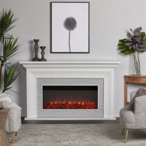 Real Flame Sonia Landscape Electric Fireplace with Remote Control - Realistic Fireplace Heater - White Indoor Fireplace (4830E-W)