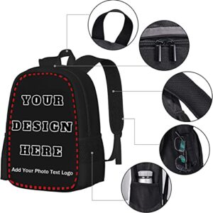 UJDUYSD Custom Backpack for Boy Girl, Custom Personalized Text Image Backpack, Customize Laptop Backpack for Men Women, Custom 17In Casual Travel Backpack