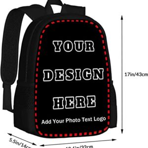 UJDUYSD Custom Backpack for Boy Girl, Custom Personalized Text Image Backpack, Customize Laptop Backpack for Men Women, Custom 17In Casual Travel Backpack