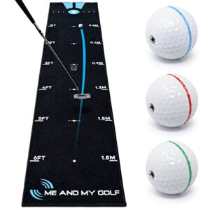 me and my golf breaking ball putting mat - simulate breaking putts at home (11ft) - includes instructional training videos