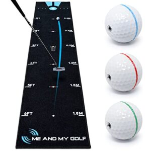 ME AND MY GOLF Breaking Ball Putting Mat - Simulate Breaking Putts at Home (11ft) - Includes Instructional Training Videos