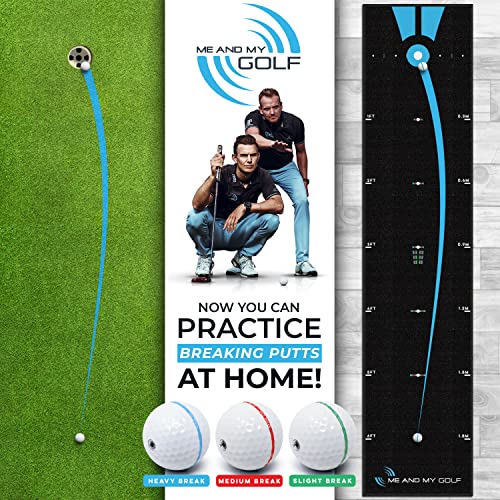 ME AND MY GOLF Breaking Ball Putting Mat - Simulate Breaking Putts at Home (11ft) - Includes Instructional Training Videos