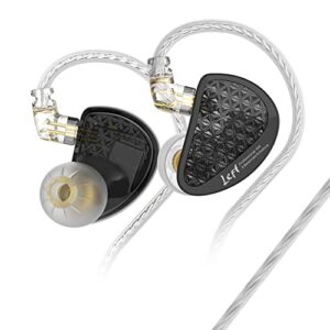 Linsoul KZ AS16 Pro 16BA Balanced Armature Drivers Earphones HiFi Bass in Ear Monitor Earphones with Detachable 0.75mm 2 pin Cable (Black, Without Mic)