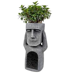 aniafj moai funny planter solar decor planter moai solar light décor ester island tiki urn easter island head flowerpot-do not listing