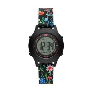 skechers women's rosencrans digital chronograph watch, color: black, floral (model: sr6264)