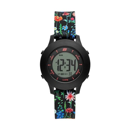 Skechers Women's Rosencrans Digital Chronograph Watch, Color: Black, Floral (Model: SR6264)