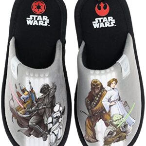 STAR WARS Kids Slipper, Mismatch Scuff Slide Slipper, Grey, Big Kid Size 3-4/Women's 5-6