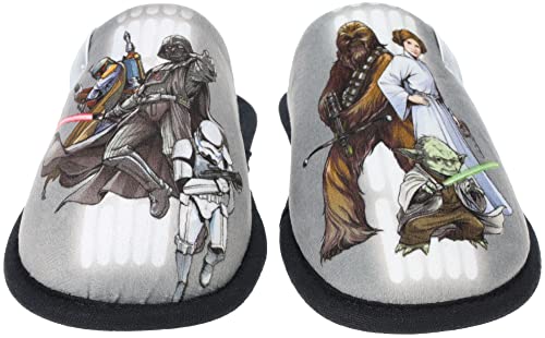 STAR WARS Kids Slipper, Mismatch Scuff Slide Slipper, Grey, Big Kid Size 3-4/Women's 5-6