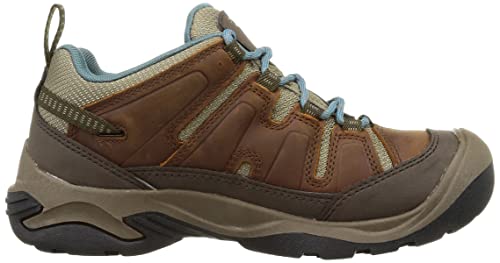 KEEN Women's Circadia Low Height Comfortable Waterproof Hiking Shoes, Syrup/North Atlantic, 7.5 Wide