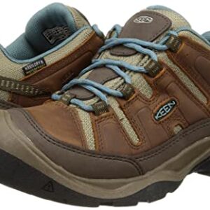 KEEN Women's Circadia Low Height Comfortable Waterproof Hiking Shoes, Syrup/North Atlantic, 7.5 Wide